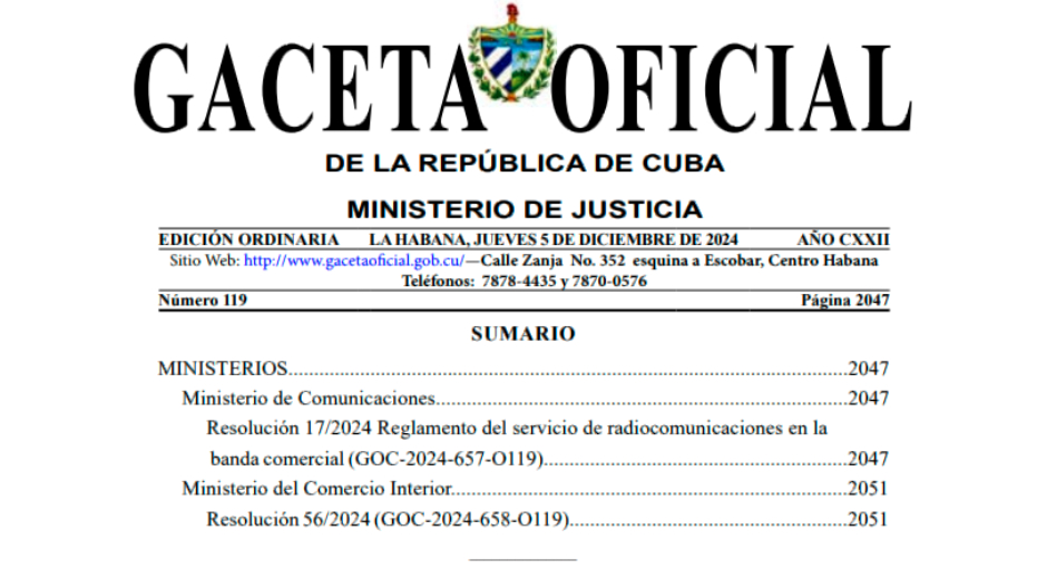 gaceta 119 ordinaria dic5 2024 ordenamiento comercio no estatal 1