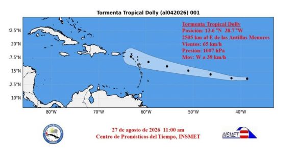 Aviso de ciclón tropical No.1: Se forma la tormenta tropical Dolly en el Atlántico central tropical 4 avis tormenta tropical dolly e1787850684168 1