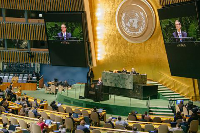 Intervención del Canciller cubano en debate sobre el bloqueo en la ONU 3 0 28 bruno onu 1
